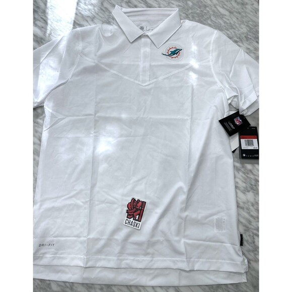 NIke NFL Miami Dolphins Dri Fit On Field polo shirt white men Large CW8356 100 - Picture 1 of 12